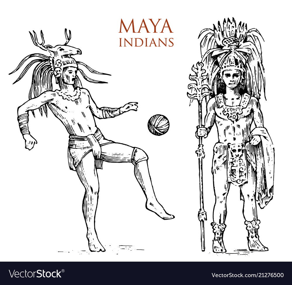 Maya vintage style aztec culture portrait vector image Maya vintage style aztec culture portrait