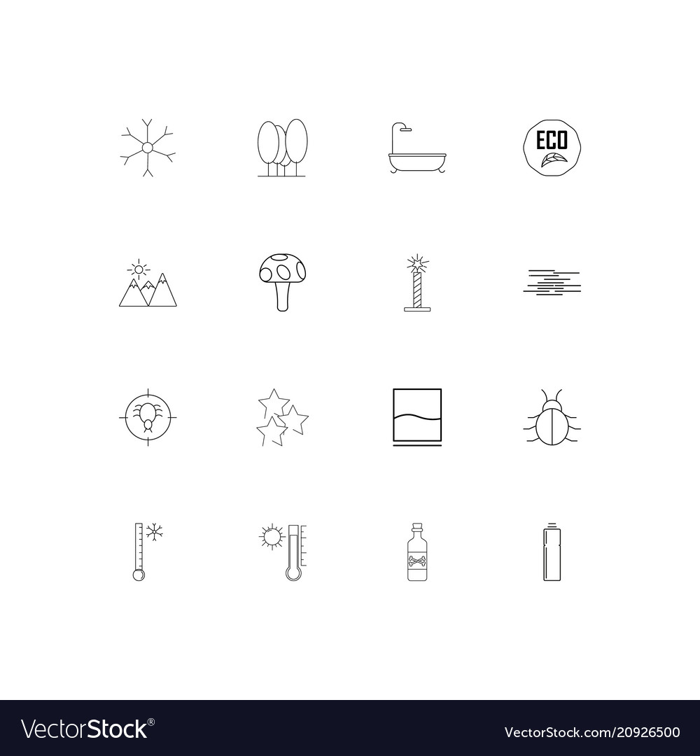 Nature linear thin icons set outlined simple