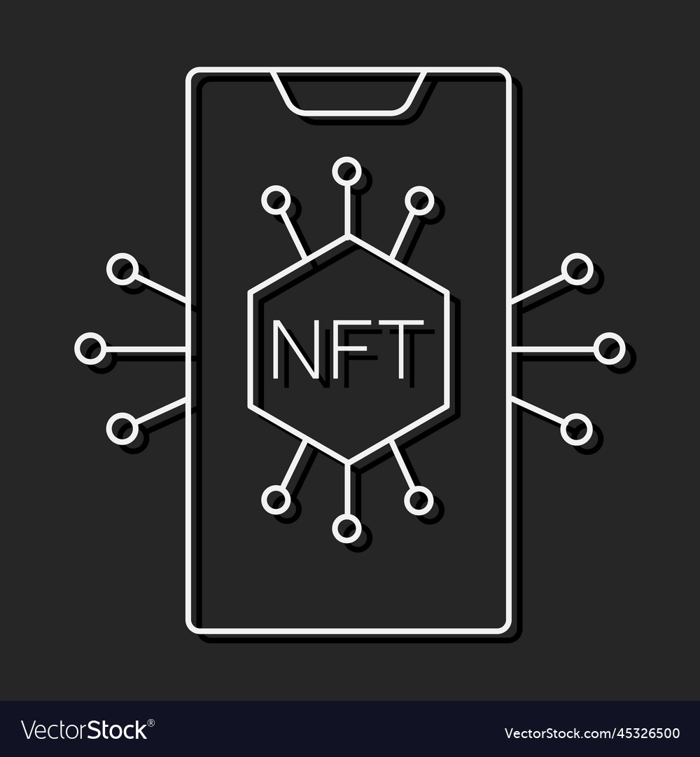 Nft coin line icon unique token and blockchain vector image Nft coin line icon unique token and blockchain