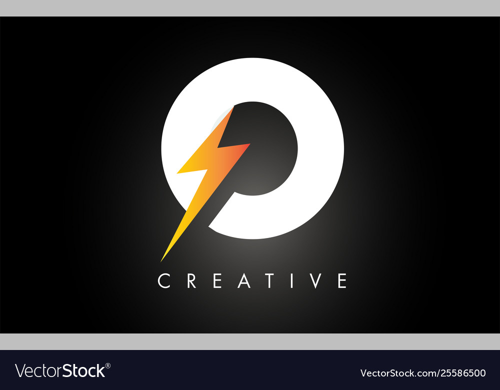 O letter logo design with lighting thunder bolt