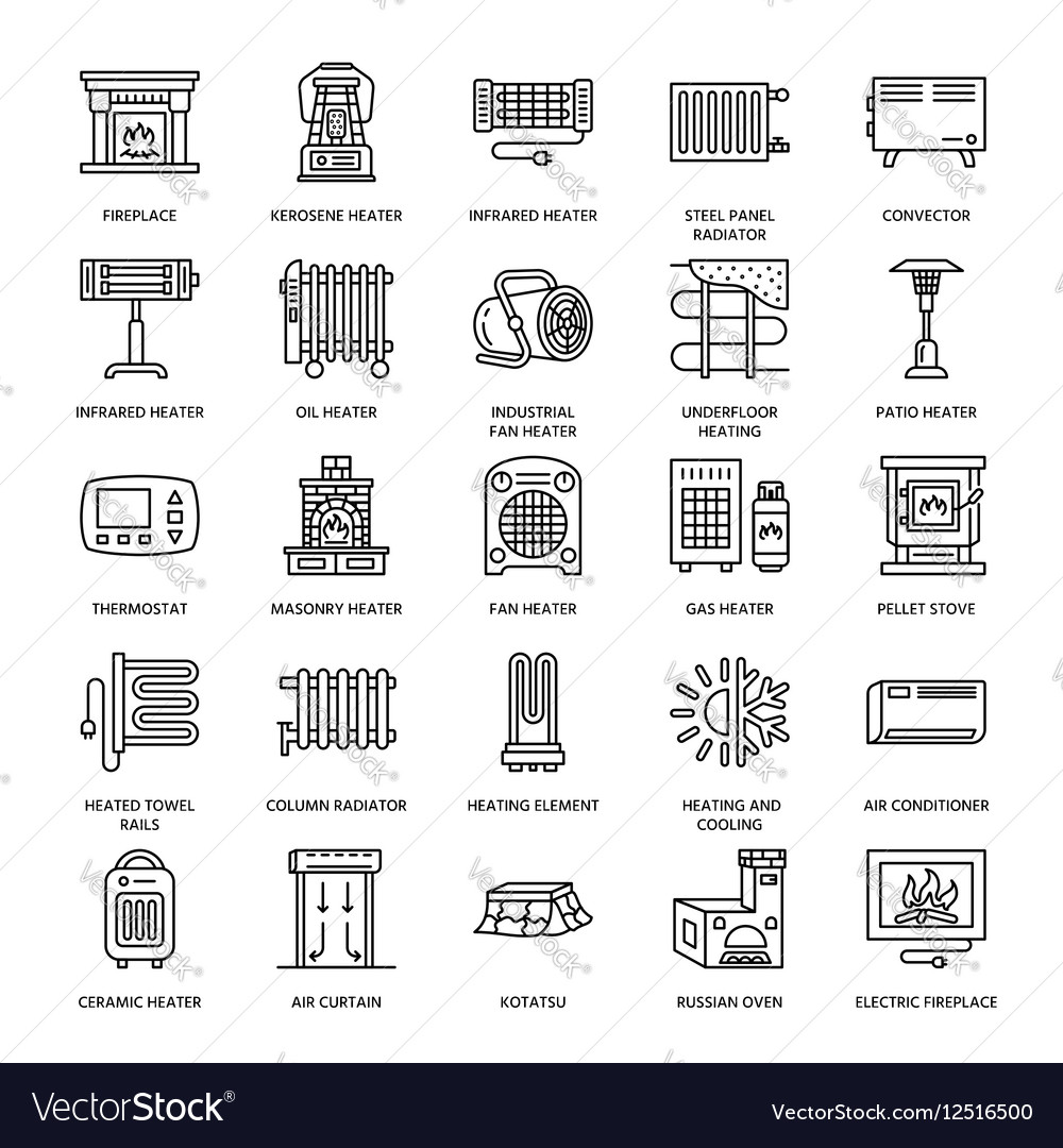 Oil Heater Fireplace Con Panel Column Royalty Free Vector
