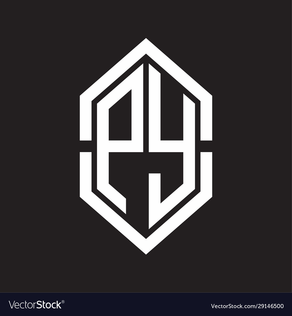 Py logo monogram with hexagon shape and outline