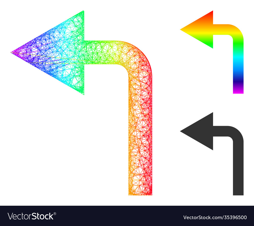 Rainbow net gradient turn left icon vector image Rainbow net gradient turn left icon