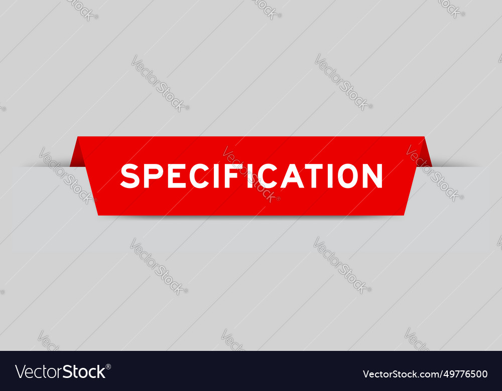 Red color inserted label with word specification Vector Image Red color inserted label with word specification