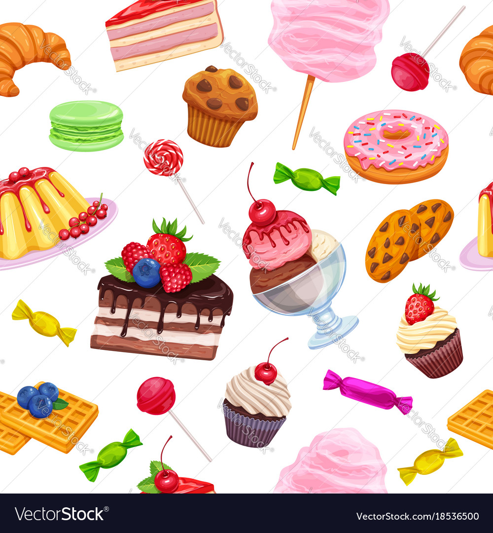 Seamless pattern with confectionery and sweets Vector Image