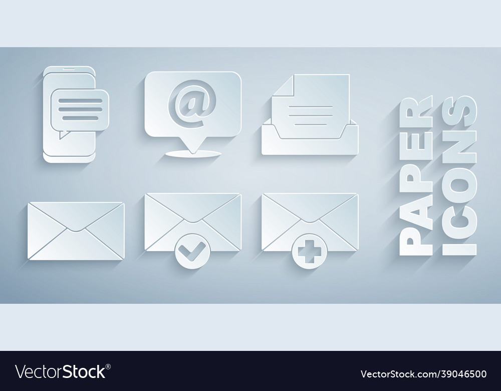 Set envelope and check mark drawer with document vector image Set envelope and check mark drawer with document