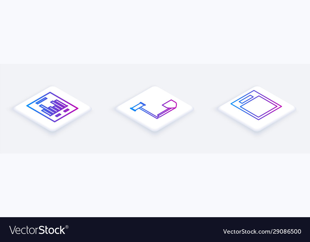Set isometric line document with graph chart