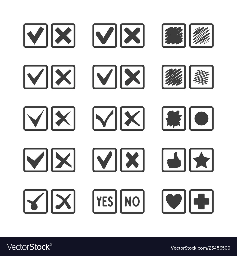 Set of different check box icons for voting