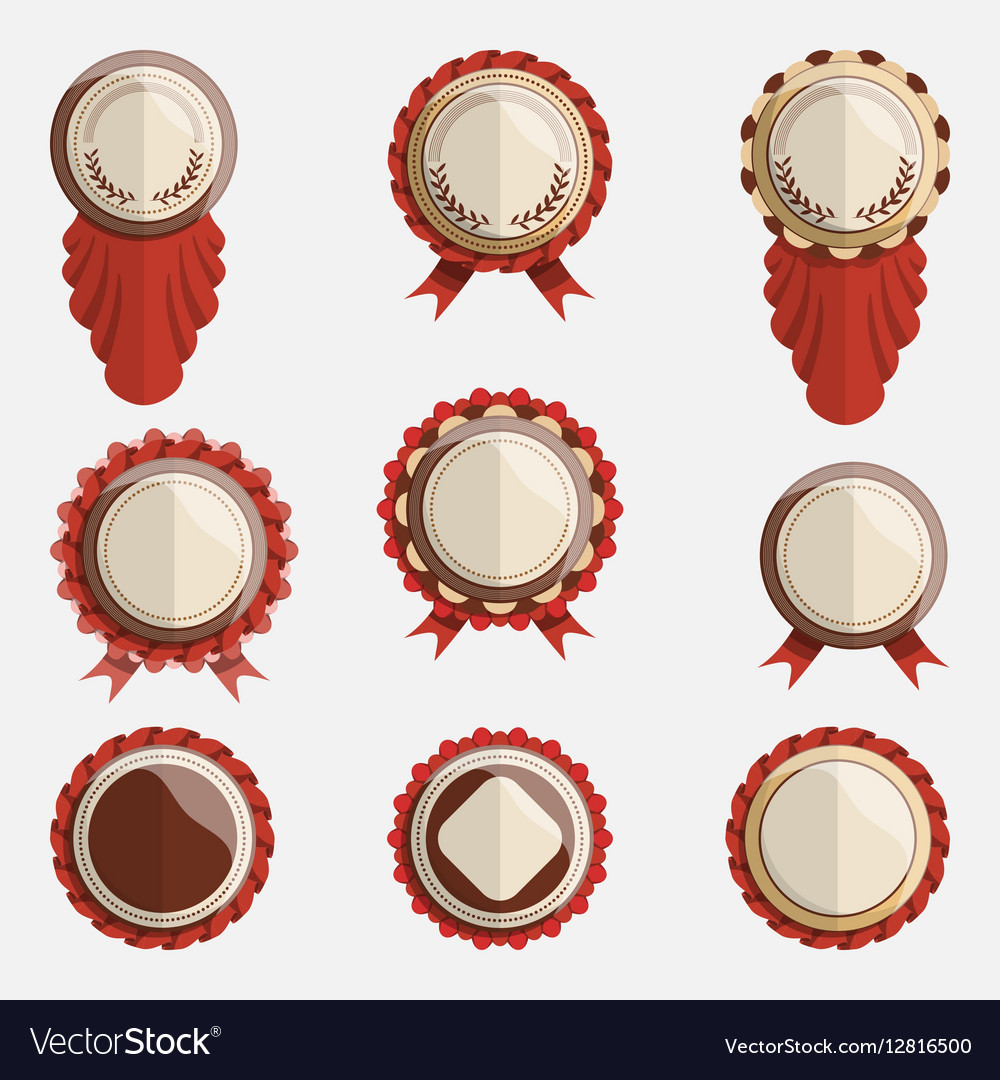 Set of empty badges with ribbons Royalty Free Vector Image