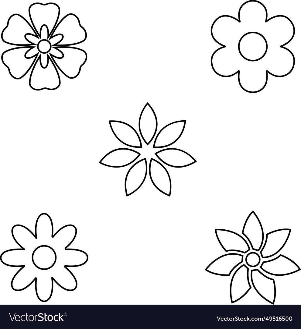 Spring flowers line set isolated and in white