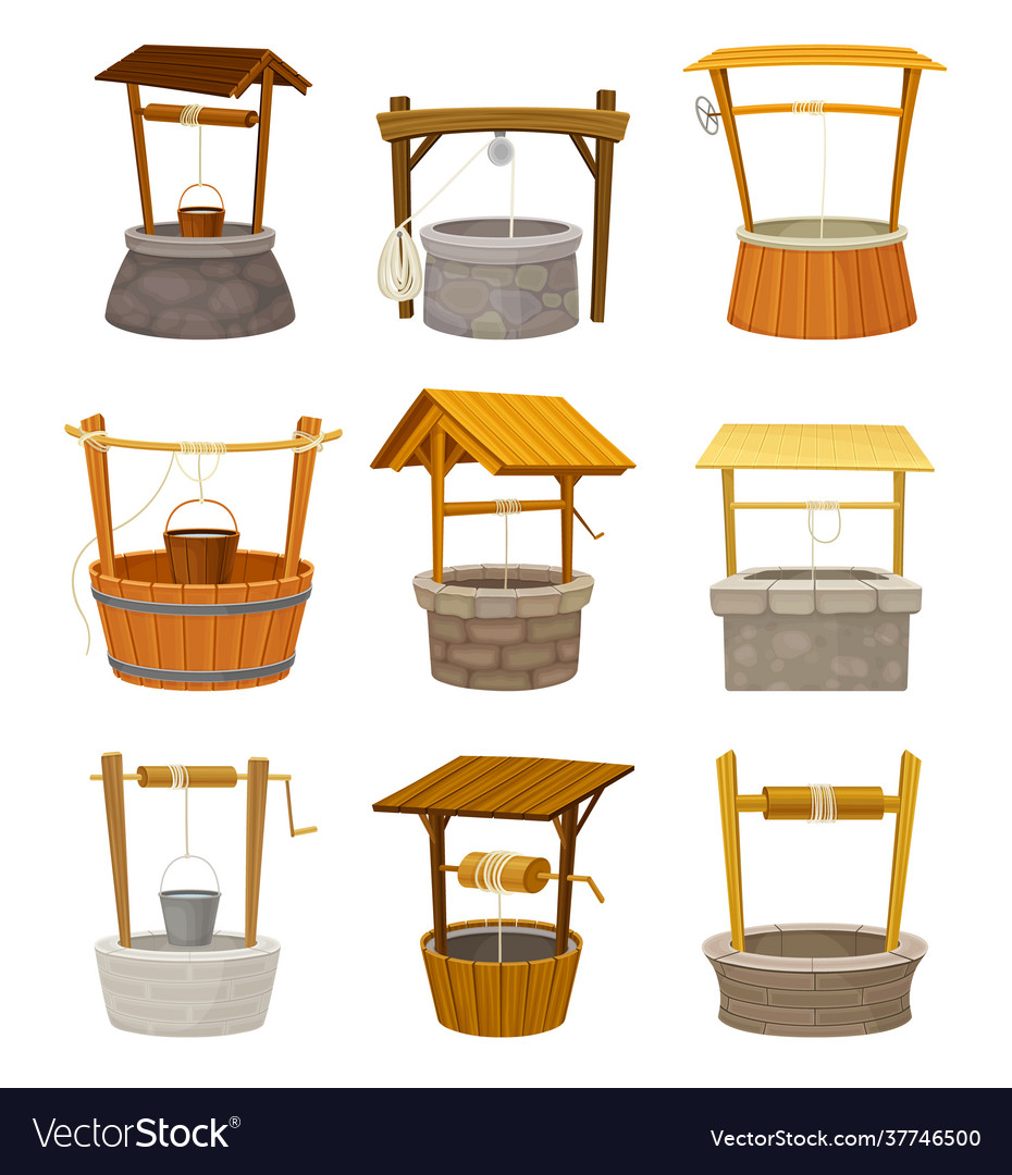 Stone Well with Wooden Bucket