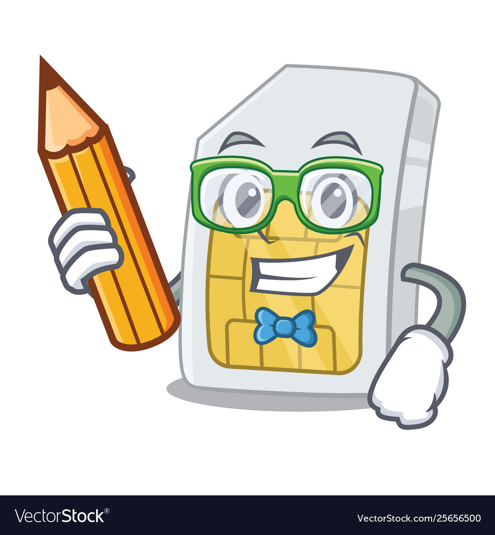 Student simcard in a character shape vector image Student simcard in a character shape