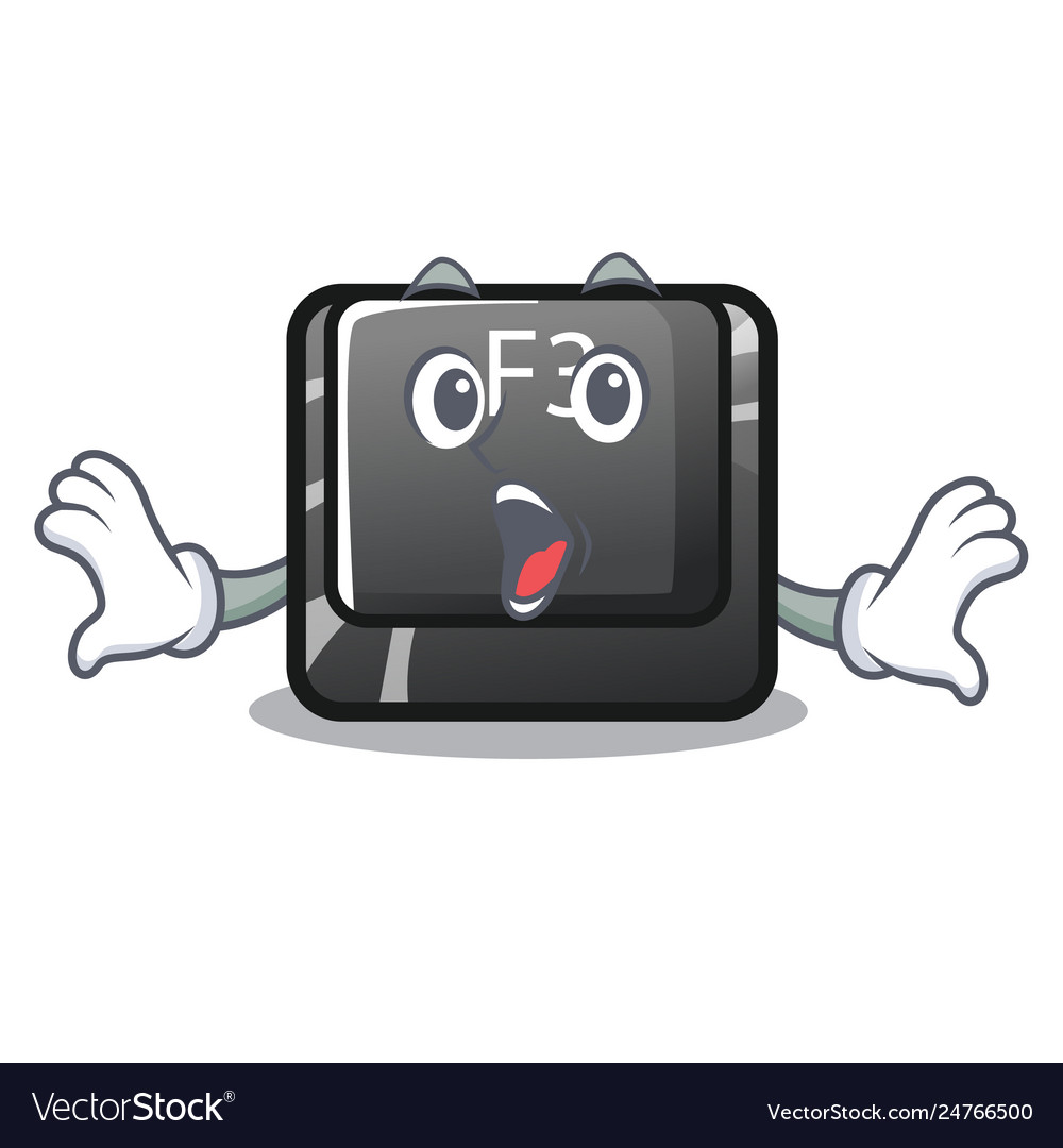 Surprised button f3 in shape cartoon