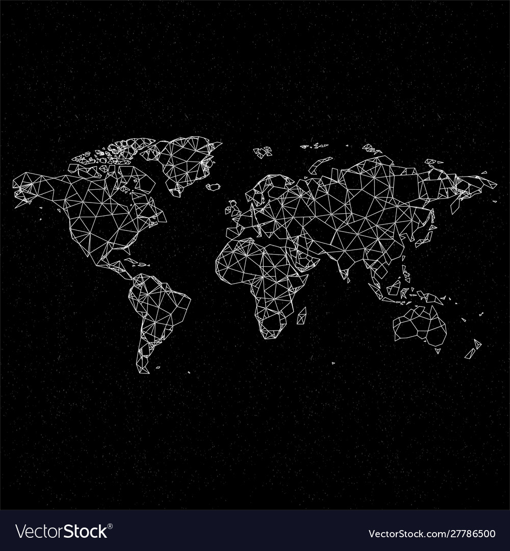 World map in polygonal style white stock vector image World map in polygonal style white stock