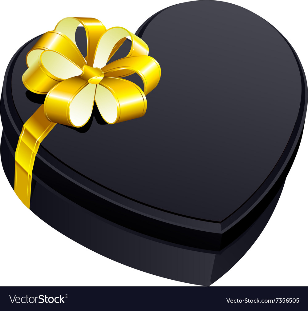 Black gift close box heart shape