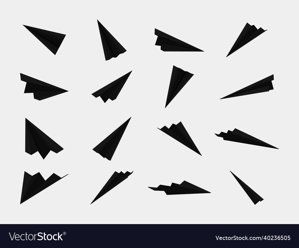 Schwarze Papier Flugzeuge Sammlung mit verschiedenen