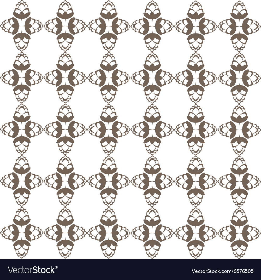 Dark brown hop flowers digital seamless pattern