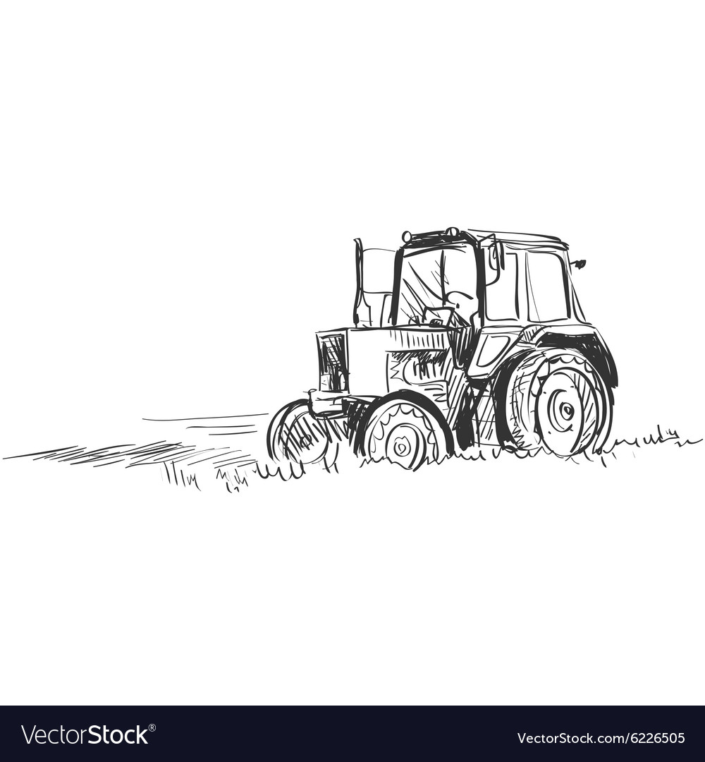 Hand Drawn Farm Tractor. Doodle Sketch Stock Vector - Illustration of  style, icon: 223338572