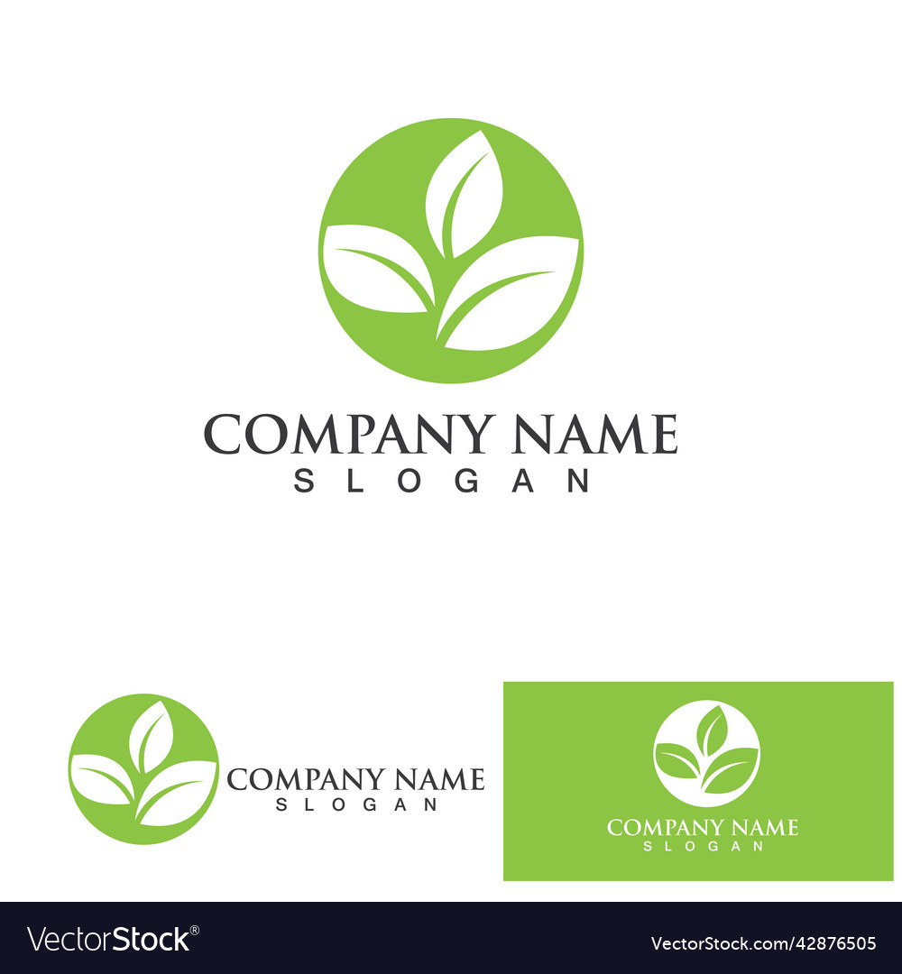 Eco energy logo with leaf symbol green color Vector Image