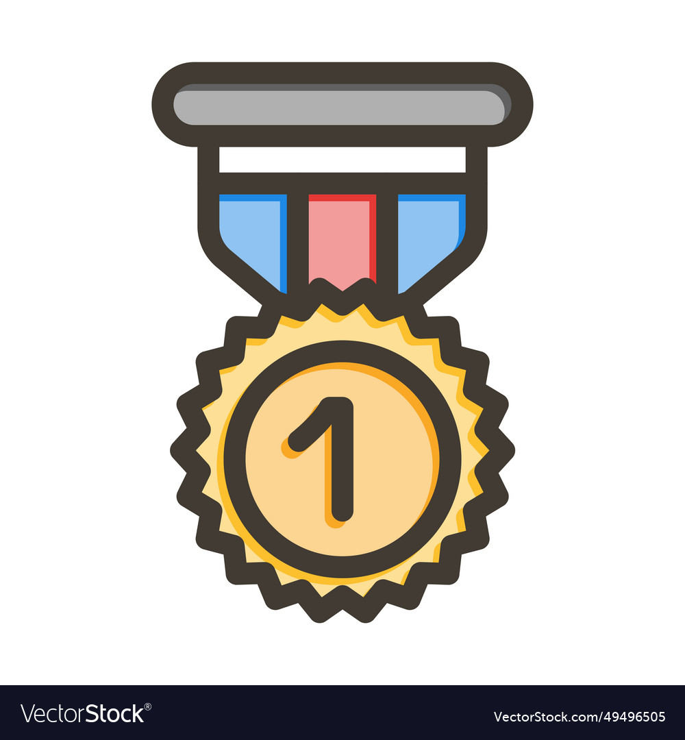 Gold medal thick line filled colors icon