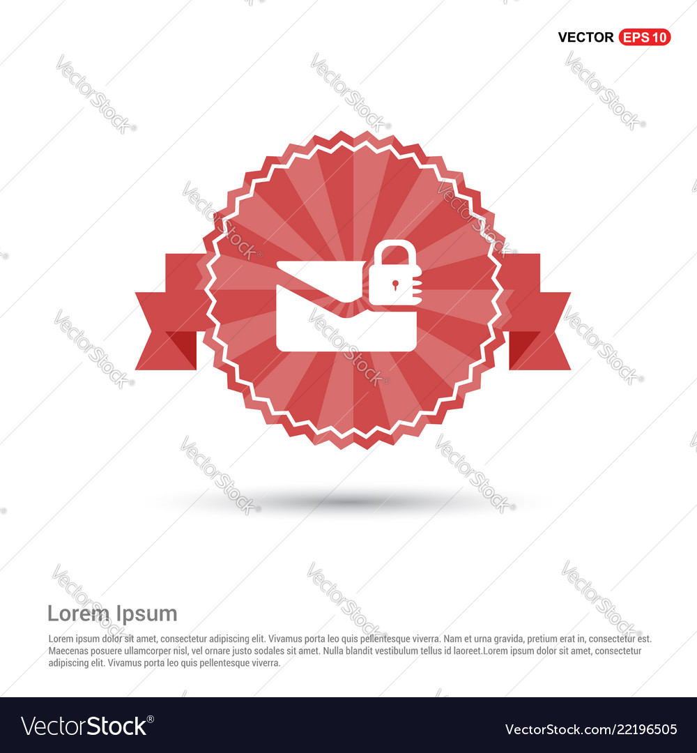 Message secure icon - red ribbon banner