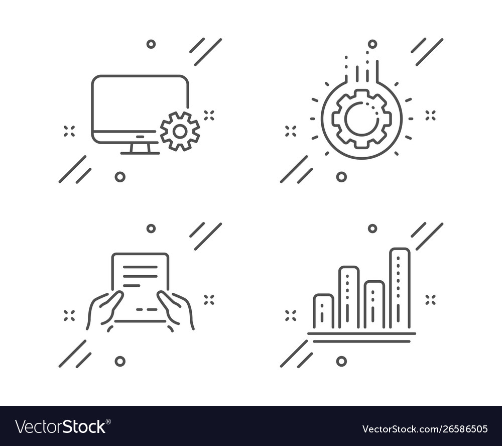 Monitor settings gear and receive file icons set Vector Image Monitor settings gear and receive file icons set