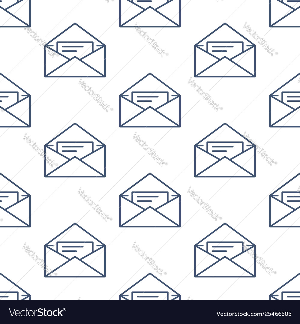 Seamless pattern with envelopes flat line icons Vector Image Seamless pattern with envelopes flat line icons