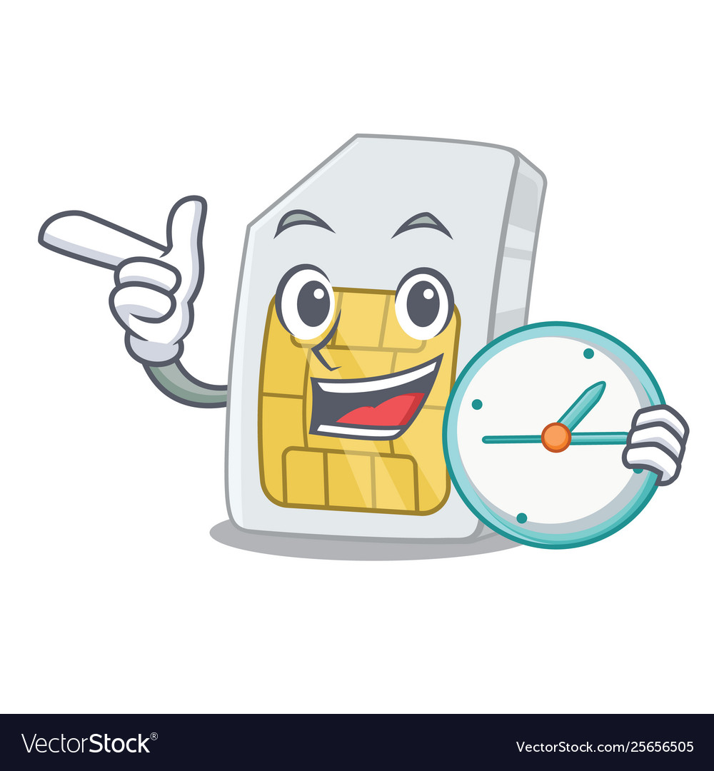 With clock simcard in a character shape