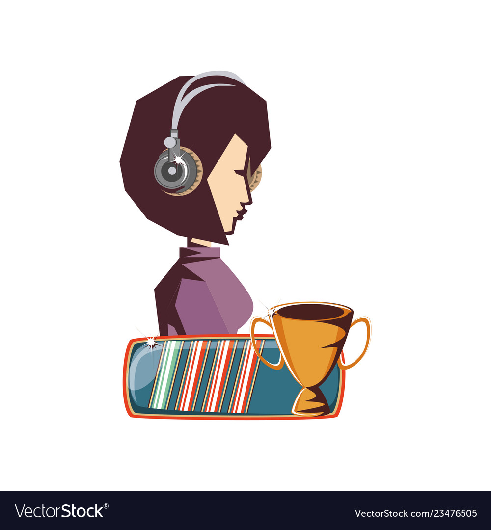 Woman player video game and set icons