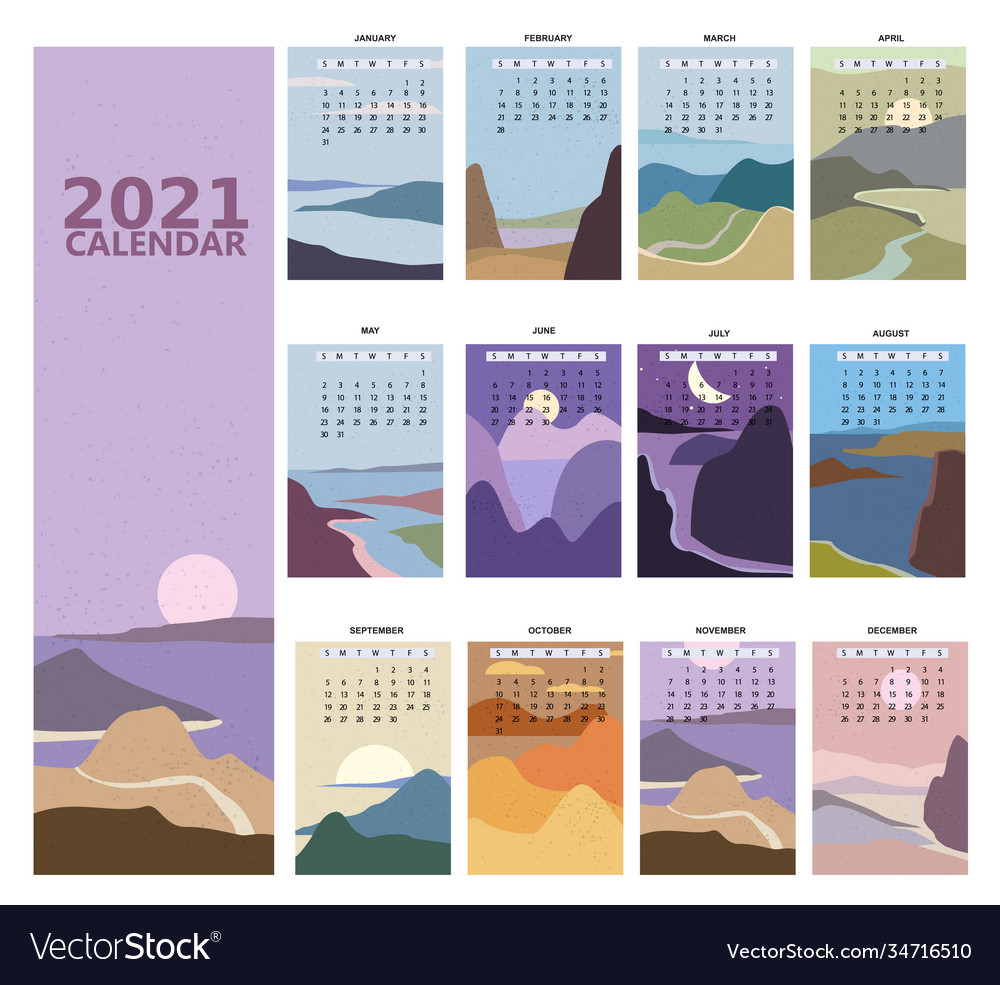 2021 calendar minimalistic window view landscape vector image 2021 calendar minimalistic window view landscape
