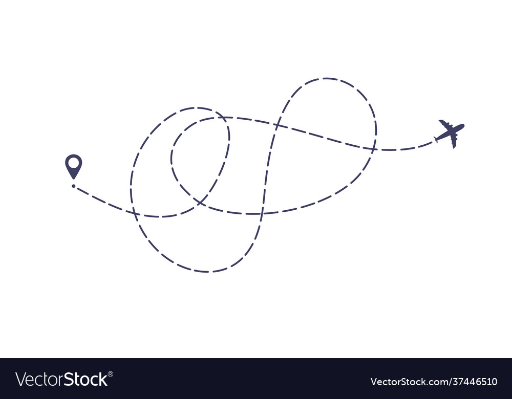 Airplane dashed line path flat style design