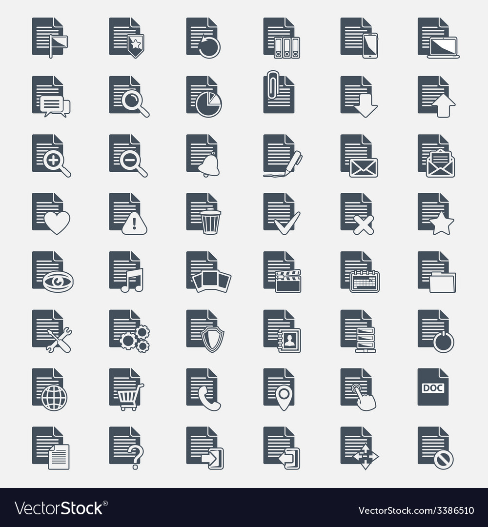 Big set document file icons
