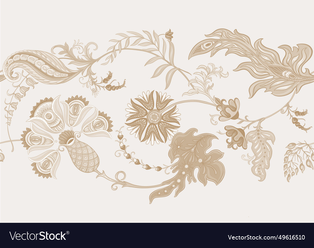 Fantasy flowers in retro vintage jacobean vector image Fantasy flowers in retro vintage jacobean
