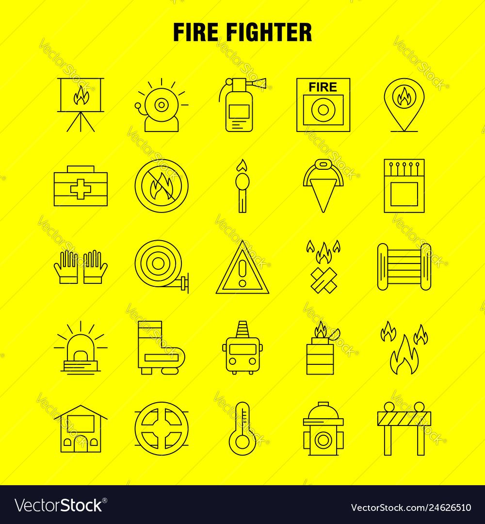 Fire fighter line icon for web print and mobile