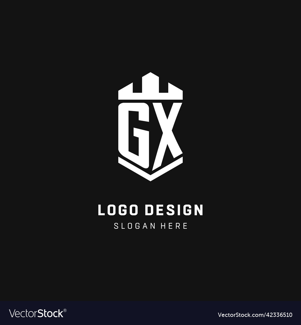 Gx monogram logo initial with crown and shield Vector Image Gx monogram logo initial with crown and shield