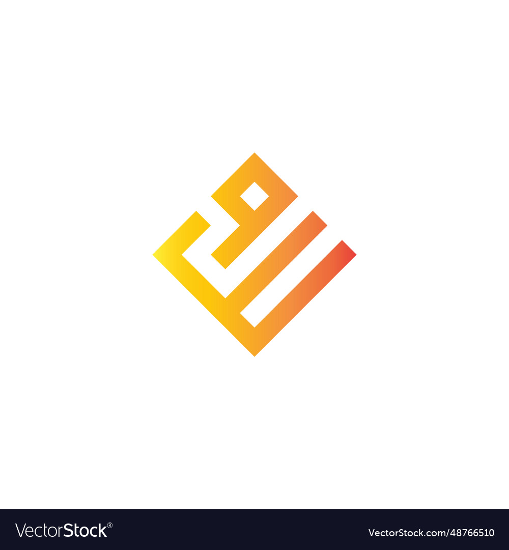 Letter e number 9 square elegant geometric symbol Vector Image