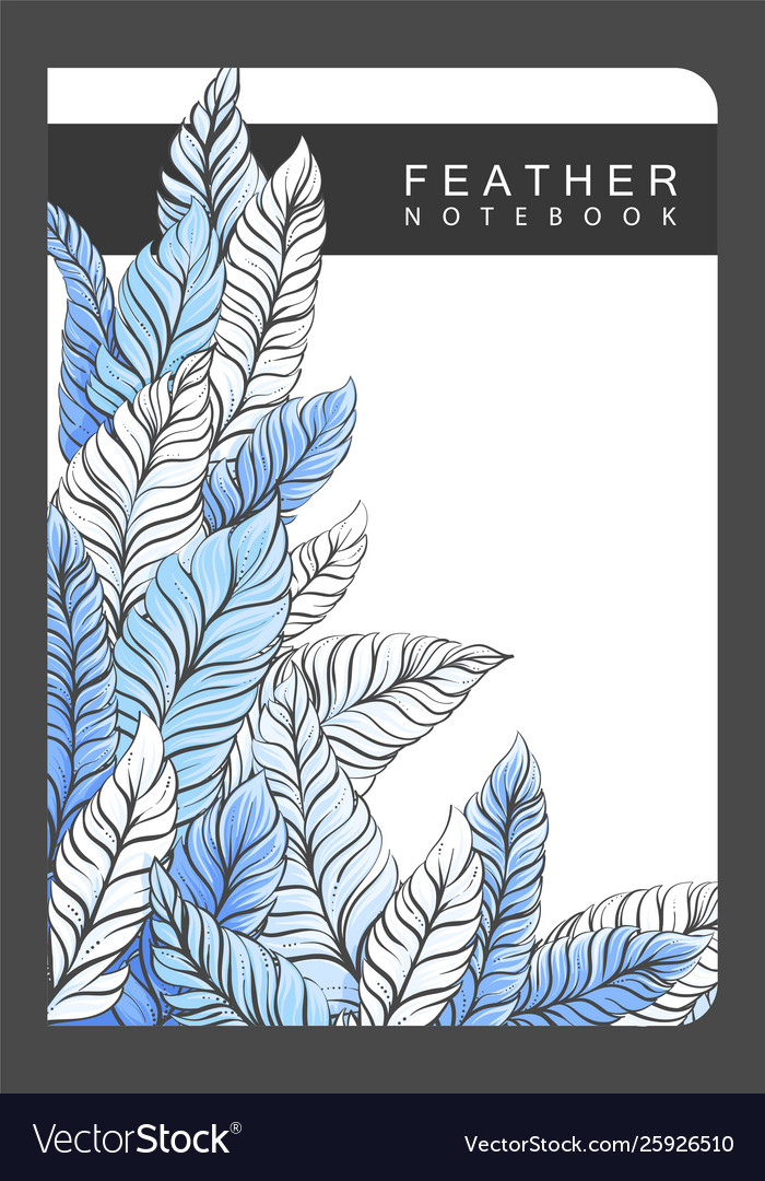 Notebook template with feathers