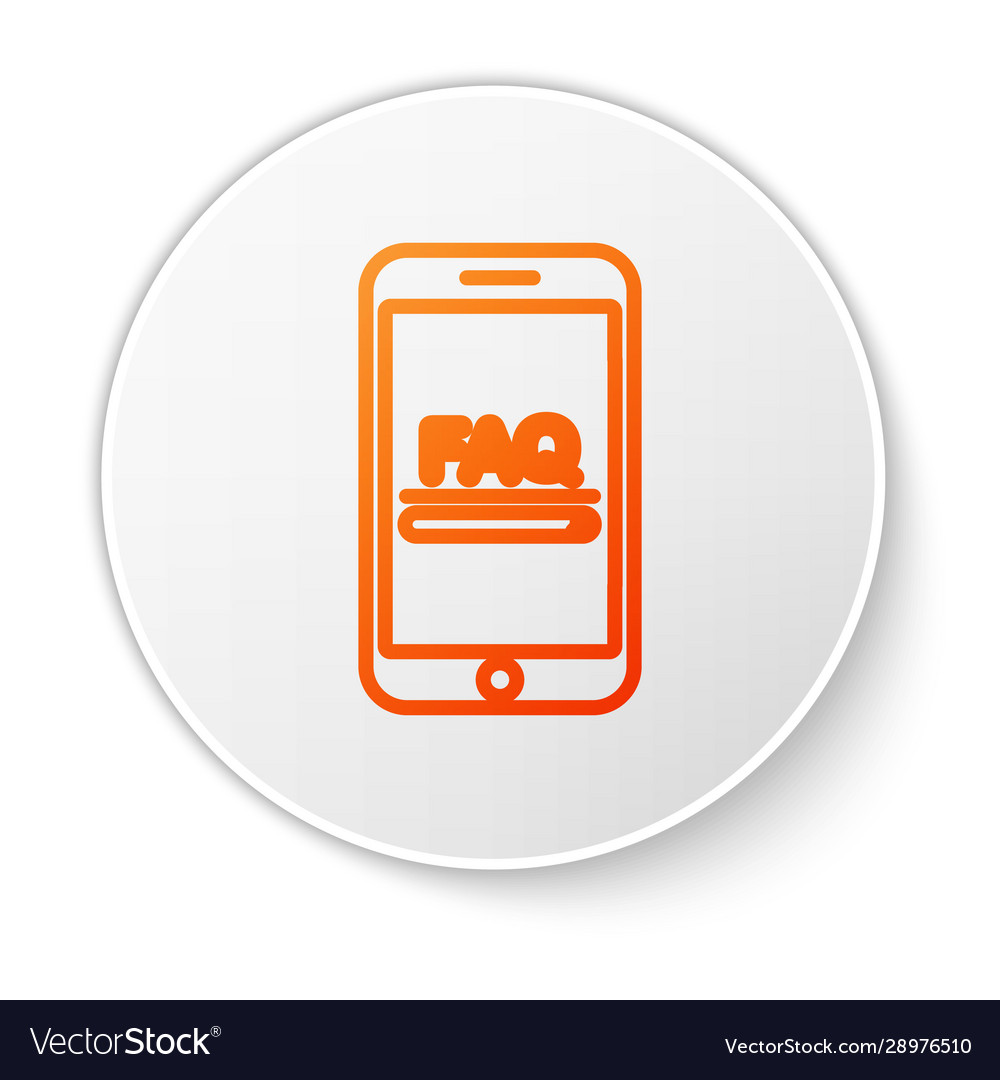 Orange line mobile phone with text faq information vector image Orange line mobile phone with text faq information