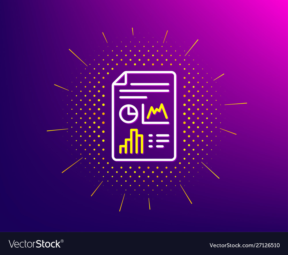 Report document line icon column graph sign vector image Report document line icon column graph sign