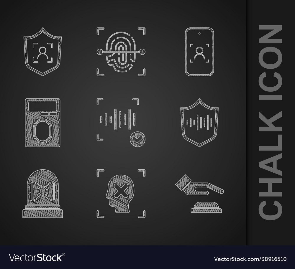 Set voice recognition rejection face palm print vector image Set voice recognition rejection face palm print