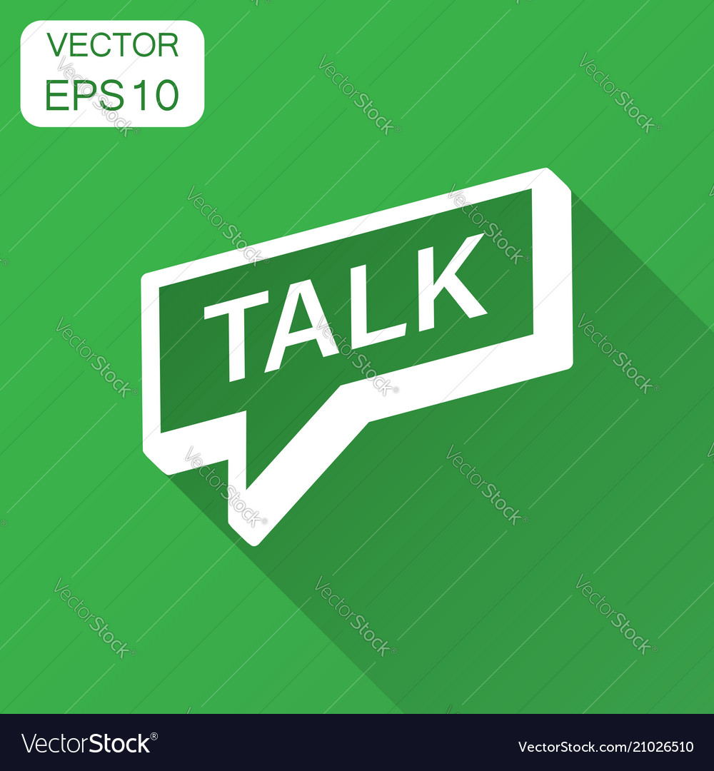 Talk icon in flat style speech bubble with long