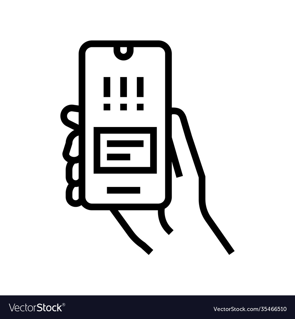 Warning error smartphone app line icon vector image Warning error smartphone app line icon