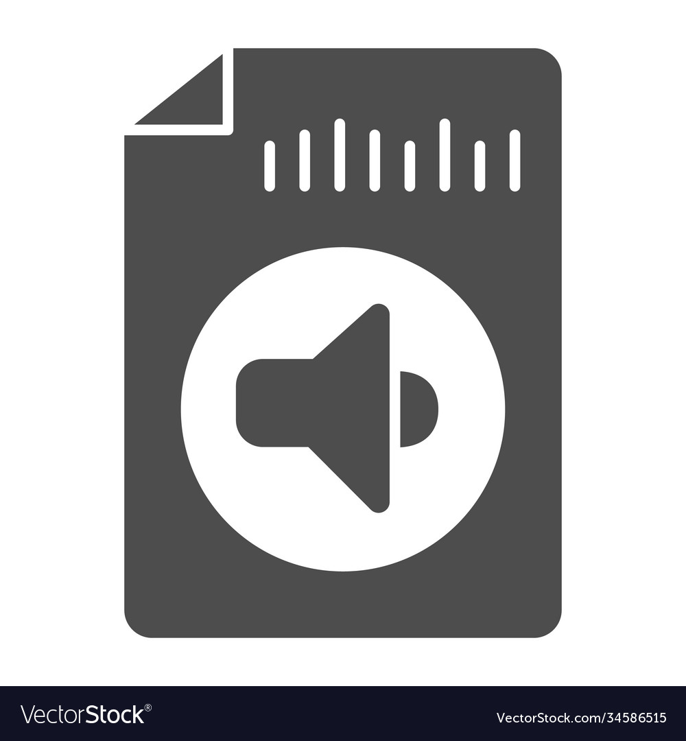 Audio file solid icon sound design concept vector image Audio file solid icon sound design concept