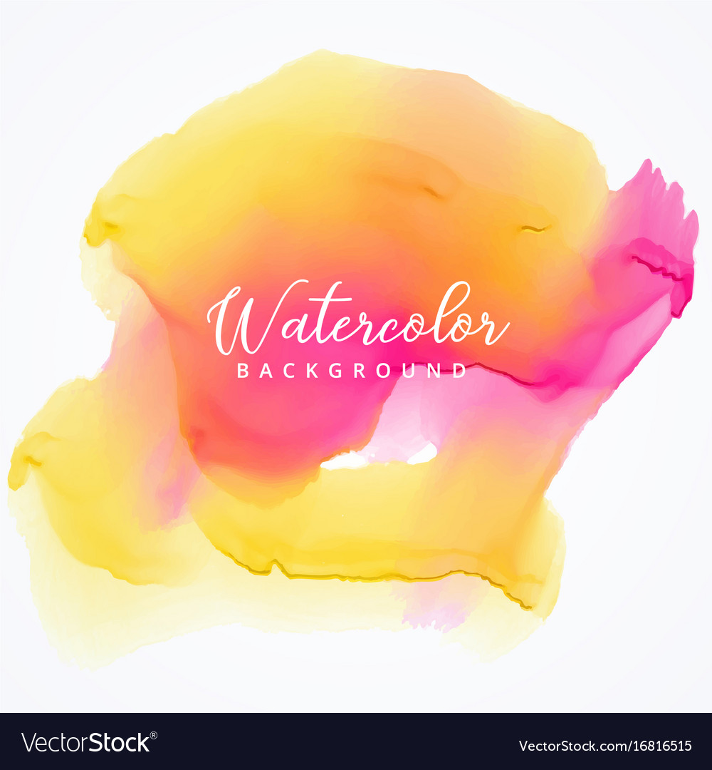 Bright yellow pink watercolor stain background Vector Image