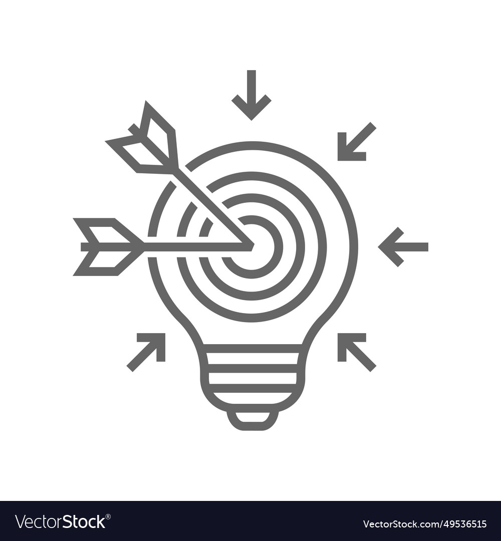 Bulb and target board icon with arrow