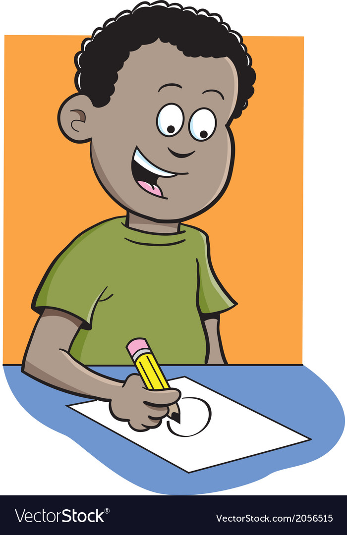 Royalty Free Cartoon Picture Of A Boy Writing - coloring pages