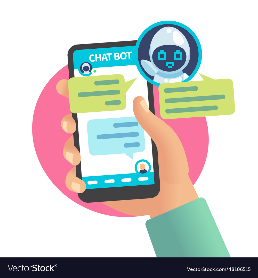 Chat bot chatting with man help service dialog