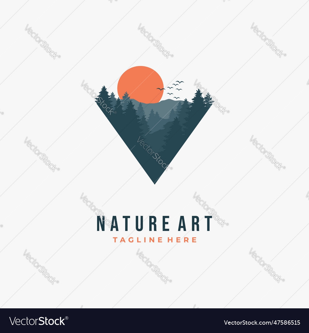 Creative nature landscape outdoor template vector image Creative nature landscape outdoor template