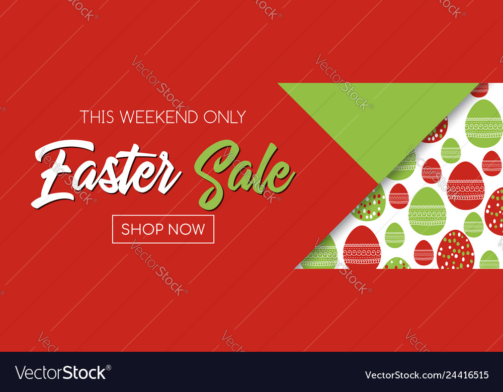 Easter sale banner template pattern with eggs Vector Image