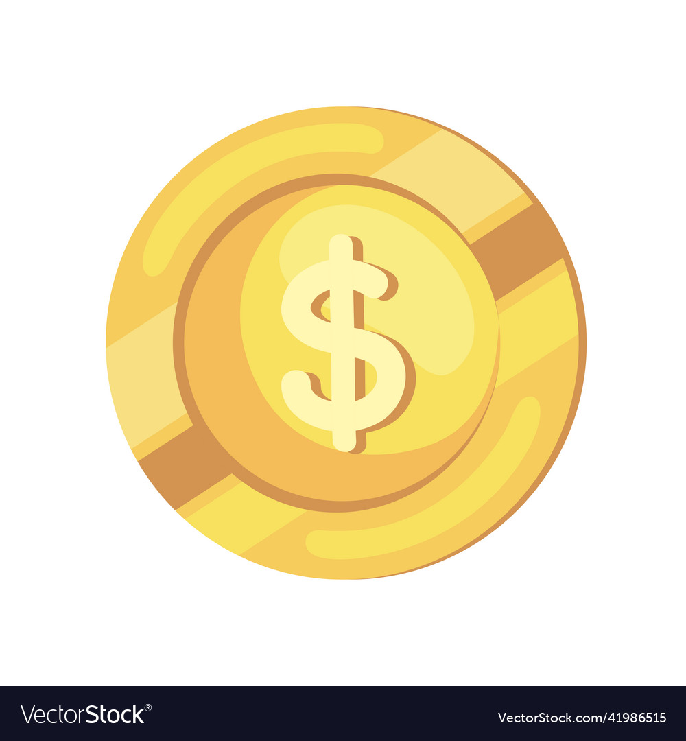 Golden coin dollar Royalty Free Vector Image - VectorStock